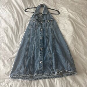 Zara Blue Denim Backless Dress